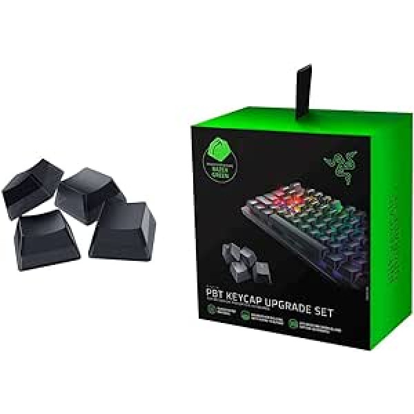 Razer Phantom Keycap Upgrade Set - Almost Invisible Pudding Design Black, US & UK Layout & PBT Keycap Set for Gaming Keyboard - Keycap Upgrade Set Green