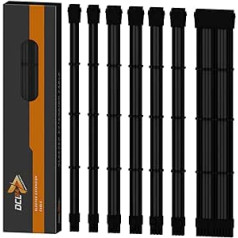 dcl24.de 30 cm Sleeved Cable PC Extension Kit Black/Grey for Power Supply, GPU/CPU, PSU Cable Extensions with Cable Combs, 3 x 8-Pin PCIe Suitable for All Graphics Cards