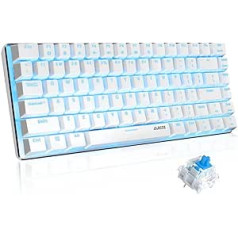 AK33 Mechanical Gaming Keyboard, 82 Keys, TKL, US Layout, Mini Keyboard with Cable, 18 Chroma RGB, USB-C Wired, Blue Switch, Full Anti-Ghosting, for PC, Mac, PS4 (White)