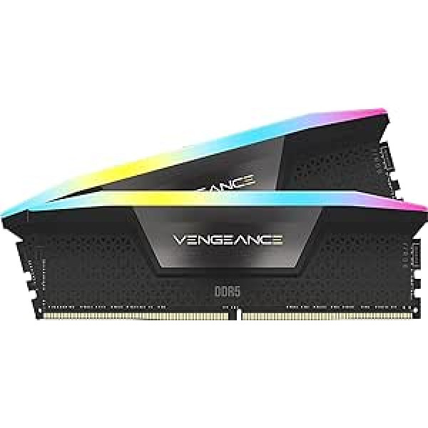 Corsair VENGEANCE RGB DDR5 RAM 32GB (2x16GB) 6200MHz CL36 Intel XMP iCUE suderinama kompiuterio atmintis – juoda (CMH32GX5M2E6200C36)