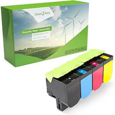 Green2Print dažų rinkinys iš 4 kasečių 4 x 1000 puslapių tinka Lexmark MC2325adw, MC2325, MC2425adw, MC2425, MC2535adwe, MC2535, MC2640adwe, MC2535, MC2640adwe, MC2535, MC2640adwe, MC2535, MC2640adwe, MC2535, CDW, MC2325 W 425, C422535DW