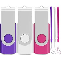 64GB USB 2.0 Flash Drive Swivel Design Folding Computer Memory Stick (White/Pink/Purple)