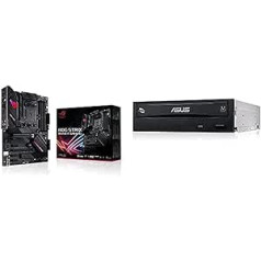 Asus ROG Strix B550-F Gaming Motherboard Socket AM4 + DRW-24D5MT Internal 24x DVD Burner (DVD+-RW, Retail E-Green Silent) Black