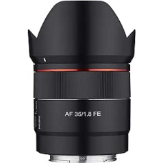 Samyang 35 mm F1.8 automātiskās fokusēšanas kompaktais pilna kadra platleņķa objektīvs, kas paredzēts Sony E-Mount Black (SYIO3518-E)