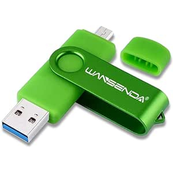 USB zibatmiņas karte USB 3.0 Memory Stick 2 vienā OTG Wansenda ārējā atmiņa Android ierīcēm/personālajam datoram/planšetdatoram/Mac (128G, zaļa)