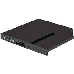 SilverStone SST-FPS01 — 12,7 mm paplātes ielādes plāns ODD adapteris ar 2x USB 3.0, karšu lasītājs un M.2 SATA SSD slots, schwarz