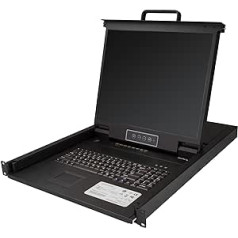 StarTech.com 8 Port Rack KVM Console with 1.8 m Cables - US Keyboard (QWERTY), Integrated KVM Switch with 19 Inch LCD Monitor - 1U LCD KVM Console - OSD KVM - 50,000 MTBF - USB + VGA (RKCONS1908K)