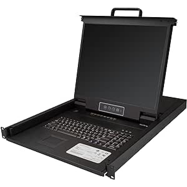 StarTech.com 8 Port Rack KVM Console with 1.8 m Cables - US Keyboard (QWERTY), Integrated KVM Switch with 19 Inch LCD Monitor - 1U LCD KVM Console - OSD KVM - 50,000 MTBF - USB + VGA (RKCONS1908K)