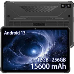 HOTWAV R7 Outdoor Tablet 2023 Android 13 Tablet 10.1 Inch 15600 mAh Rugged Tablet PC, 12GB RAM + 256GB ROM (2TB Expandable) (Grey)