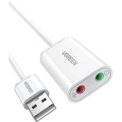 UGREEN Externe USB Soundkarte für Computer, PS5, PS4, USB Audio Stereo Adapter External Sound Card (Weiß)