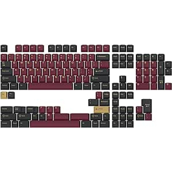 DROP + GMK Redsuns Red Samurai Custom Mechanical Keyboard Keyc Set – 153 Keys, Doubleshot, Cherry Profile, 60%, 65%, TKL, Full Size Layouts and more (raudona, bazinis komplektas)