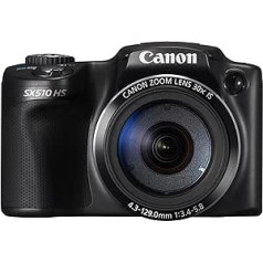 Canon PowerShot SX510 HS digitālā kamera (12,1 MP, 30 Fach optiskā tālummaiņa, 7,6 cm (3 zonu) LCD-displejs, stabilizējams) schwarz