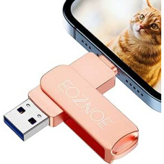 EOZNOE USB atmintinė skirta iPhone 32 GB, didelės spartos USB 3.0 iPhone Flash Drive išorinė atmintis daugiau nuotraukų ir vaizdo įrašų, metalinė nuotraukų atmintinė, skirta iPhone/iPad/Android/P