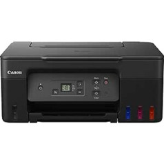 Canon PIXMA G2570 MegaTank 3-in-1 daudzfunkcionāla ierīce Liels atkārtoti uzpildāms tintes konteiners DIN A4 (skeneris, kopētājs, printeris, krāsu tintes printeris, USB, LC displejs), melns/pelēks