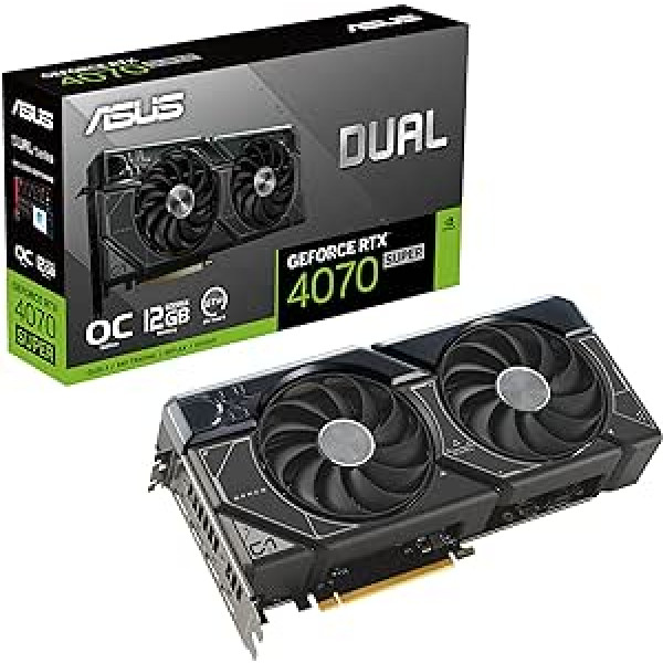 ASUS Dual GeForce RTX 4070 Super OC Edition 12GB GDDR6X Gaming Graphics Card (Nvidia GeForce RTX4070 DLSS 3, PCIe 4.0, 1x HDMI 2.1a, 3x DisplayPort 1.4a, DUAL-RTX4070S-O12G, Black)