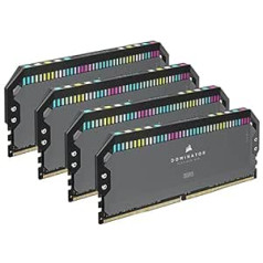 Corsair Dominator Platinum RGB DDR5 RAM 64 GB (4 x 16 GB) 5600 MHz CL36 AMD EXPO iCUE saderīga datora atmiņa — pelēka (CMT64GX5M4B5600Z36)