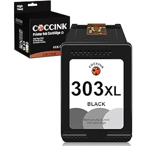 COCCINK 303XL (1 melns) atjaunotas printeru kasetnes HP 303 XL nomaiņa Envy Photo 6220 6234 6230 7134 6220 7830 7855 7800 6232 6255 7800 6232 6255 7800 6232 6255 7800 6232 6255 7221 7 6 25 8 2 2 1 6 er