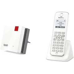 AVM Fritz!Repeater 1200 AX (Wi-Fi 6 atkārtotājs) aprīkots ar divām radio vienībām un Fritz!Fon M2 International, Dect Comfort Telephone, HD telefoniju, starptautisko versiju