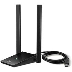 TP-Link Archer TX20U Plus WLAN Stick for PC, WiFi 6 AX1800 Dual Band, USB 3.0, MU-MIMO, Antennas with High Gain, WPA3 Encryption, Compatible with Windows 11/10, Black, único