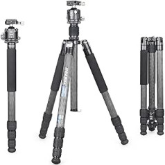 INNOREL RT85C oglekļa šķiedras statīvs 184 cm 2 in-1 statīvs Monopods Profesionāls lieljaudas kameras statīvs, maksimālā slodze 25 kg, maksimālā caurule 32 mm ar centrālo kolonnu N44 lodveida galvas statīva soma (RT85C + N44)