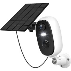 2022 Updated: 2K Surveillance Camera Outdoor Battery with Solar Panel, G-Homa Wireless WiFi Camera Outdoor AI Motion Detection, Coloured Night Vision, 2-Way Audio, Siren/Light Alarm, IP66, Long Time