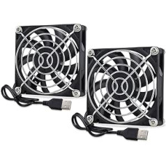 GDSTIME Pack of 2 80 mm Fan 80 mm USB Computer Fan 80 mm Case Fan 80 x 15 mm PC Fan 2500 rpm for Xbox Game Consoles Router Fan Replacement Exhaust Heatsink