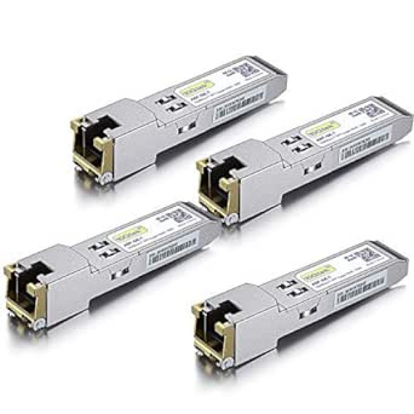 [4 Stück] 1G SFP auf RJ45 Mini Gbic Modul, 1000Base-T Kupfer raiduztvērējs, kas ir saderīgs ar Cisco GLC-T/SFP-GE-T, Meraki, Ubiquiti UniFi UF-RJ45-1G, Netgear, Zyxel, D-Link, TP Saite, QNAP, Open Switch