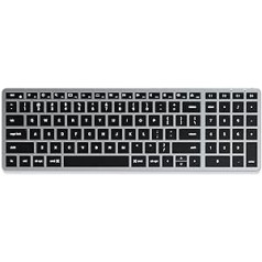 SATECHI Slim X2 bezvadu Bluetooth tastatūra — fona apgaismojums un ciparu tastatūra — vairāku ierīču sinhronizācija — paredzēts M2/M1 MacBook Pro/Air, M2/M1 iPad Pro/Air, M2 Mac Mini, iMac M1 (ASV angļu valodas izkārtojums)