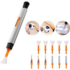 K&F Concept Cleaning Kit, 5-in-1 Cleaning Pen Compatible with APS-C Cameras, Mobile Phones, Airpods, Headphones, DSLR, Smartphones, Cleaning Pen, Microfibre Swab 24 mm x 6, Flocked Sponge Stick x 3,