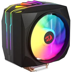 Redragon C219 CPU Air Cooler, A-RGB CPU Cooling FDB Fan, 2 x 120mm Quiet PWM Fans, 4 Heatpipes and Smooth Copper Base, Single Tower for Intel 1700/115X/1200, AMD AM4/AM5