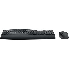 Logitech MK850 Wireless Keyboard Performance peles komplekts, Bluetooth un 2,4 GHz savienojums, izmantojot USB uztvērēju, vairākas ierīces, akumulatora darbības laiks no 24 līdz 36 mēnešiem, plaukstu balsts, vācu QWERTZ izkārtojums