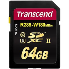 Transcend SDXC/SDHC UHS-II U3 EXTREME 64GB Speicherkarte (285 MB/s Lesen, 180MB/s Schreiben)