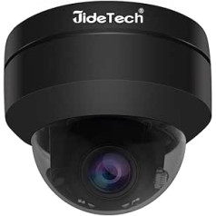 JideTech 5MP PTZ POE IP kupola kamera, 5x optiskā tālummaiņa, novērošanas kamera lietošanai iekštelpās un ārā, IP66 ūdensnecaurlaidība, cilvēka noteikšana, IR nakts redzamība, atbalsts maksimālajam 128G SD kartes slotam (melns)