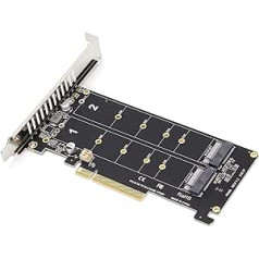 M.2 NVME SSD M raktas prie PCIE X8 adapterio kortelės, PCIE į NVME dvigubo disko išplėtimo plokštė, 32 Gbps SSD PCIE 3.0/4.0 adapteris staliniam kompiuteriui, PCI-E viso kanalo visu greičiu (pH45)