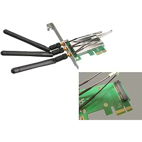 Kalea Informatique Mini PCI Express uz PCI Express adapteris — ar antenām lietošanai ar bezvadu kartēm