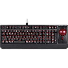 Perixx Periboard-322 Beleuchtete Trackball Tastatur mit Mechanischen Tasten - 55 mm Großer Trackball - RGB Hintergrundbeleuchtung - QWERTY US angļu valodas izkārtojums