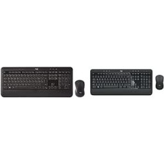 „Logitech MK540 Advanced Wireless Keyboard Mouse Set“ ir „MK540 Advanced Wireless Keyboard & Mouse Combo“, skirta „Windows“, 2,4 GHz vienijantis USB imtuvas, specialūs klavišai, QWERTZ išdėstymas – juodas