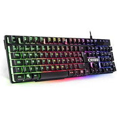 EMPIRE GAMING — Teclado de PC K300 QWERTY — 105 teclas pusmehānikas ar 19 teclas anti-gothing 12 piederumi, tiešās multivides retroiluminācija LED RGB