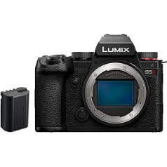 Panasonic LUMIX DC-S5 II bezspoguļa pilna kadra kamera 4K 60p un 6K 30p, pārvēršams ekrāns, WiFi, hibrīda fāzes AF ar 779 mērīšanas laukiem, aktīvs ir, tikai korpuss ar rezerves akumulatoru DMW-BLK22, melns