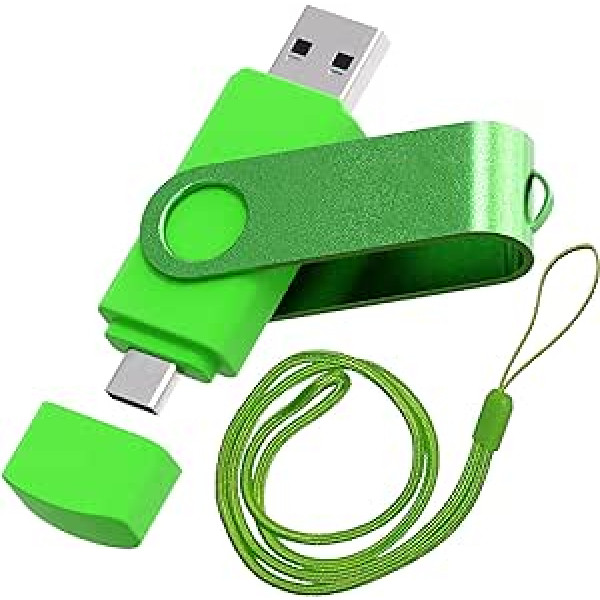 Vixelle 8 GB liela ātruma USB 3.0 C tipa zibatmiņas disks ar auklu — 360° grozāms pildspalvas disks ar atslēgu piekariņa cilpu — 2 in-1 Dual USB C Memory Stick — 8 GB USB zibatmiņa viedtālrunim, planšetdatoram un datoram — za