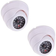 BW Hochwertige 2 x Dummy Fake CCTV Dome Kamera ar LED Blink Echt Kunstleder weiß