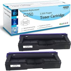 ASEKER saderīga tonera kasetne Ricoh SP C250 C250DN C250E C250SF C250SFw C261SFN C261SFNW C261DNW printeriem ar augstu ietilpību 2300 lappusēm 407539 (2 melni)