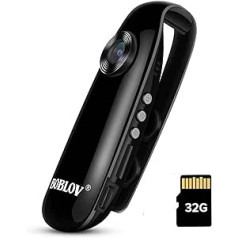 BOBLOV mini kamera, 1080P Full HD Dash Cam videokamera policijai/motocikliem/velosipēdiem/sportam (007 ar 32GB TF karti)