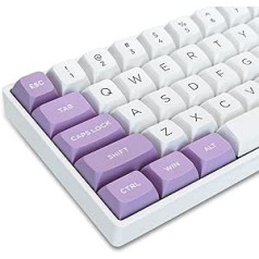 dagaladoo XVX 189 Keys Double Shot Keyboards, PBT Custom Keyboard Keycaps Pilns komplekts, XVX Profila Taustiņu vāciņi Cherry Gateron MX Switches 60% 65% 75% 100% Mehāniskā tastatūra, balta/violeta