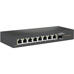 Davuaz 2.5G nevaldomas Ethernet jungiklis su 8 x 2.5G Base-T prievadais ir 1 x 10G SFP uplink prievadu, suderinamas su 100/1000/2500Mbps, dizainas be ventiliatoriaus, „Plug & Play“, metalinis 2,5 GB tinklo jungiklis