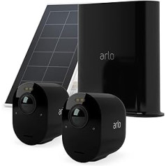 Arlo Ultra2 āra novērošanas kamera un bezmaksas saules panelis, komplekts pa 2, melns