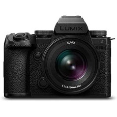 Panasonic LUMIX DC-S5M2XCE bezspoguļa pilna kadra kamera ar S 50 mm F1.8 objektīvu, 4K 60p un 6K 30p neierobežots ieraksts, pārslēdzams ekrāns, WiFi, hibrīda fāzes AF, aktīvs ir, DMW-BLK22 akumulators, melns