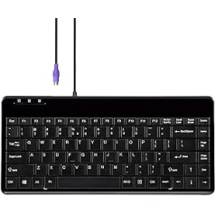 Perixx PERIBOARD-409P PS2 Mini-Tastatur, verkabelt, Schwarz, US-Layout