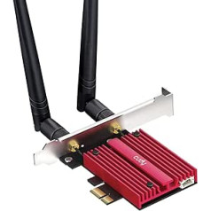 Cudy AX5400 WiFi 6E PCIe karte, Bluetooth 5.2, AX210 modulis iekšpusē, 802.11ax/ac/a/b/g/n, Windows 10/11 64 bitu