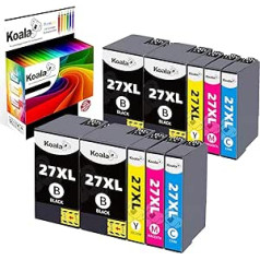 Koala pakotne ar 10 printeru kasetnēm, kas ir saderīgas ar Epson 27 XL 27XL Workforce WF-3620DWF WF-3640DTWF WF-7110DTW WF-7210DTW WF-7610DWF WF-7620DTWF7 WF-7620DTWF7 WF-7620DTWF7